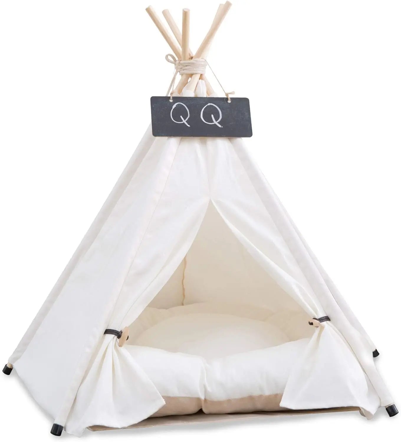 Portable Pet Teepee Bed with Thick Cushion, Fits Cats & Small Dogs Up to 15lbs