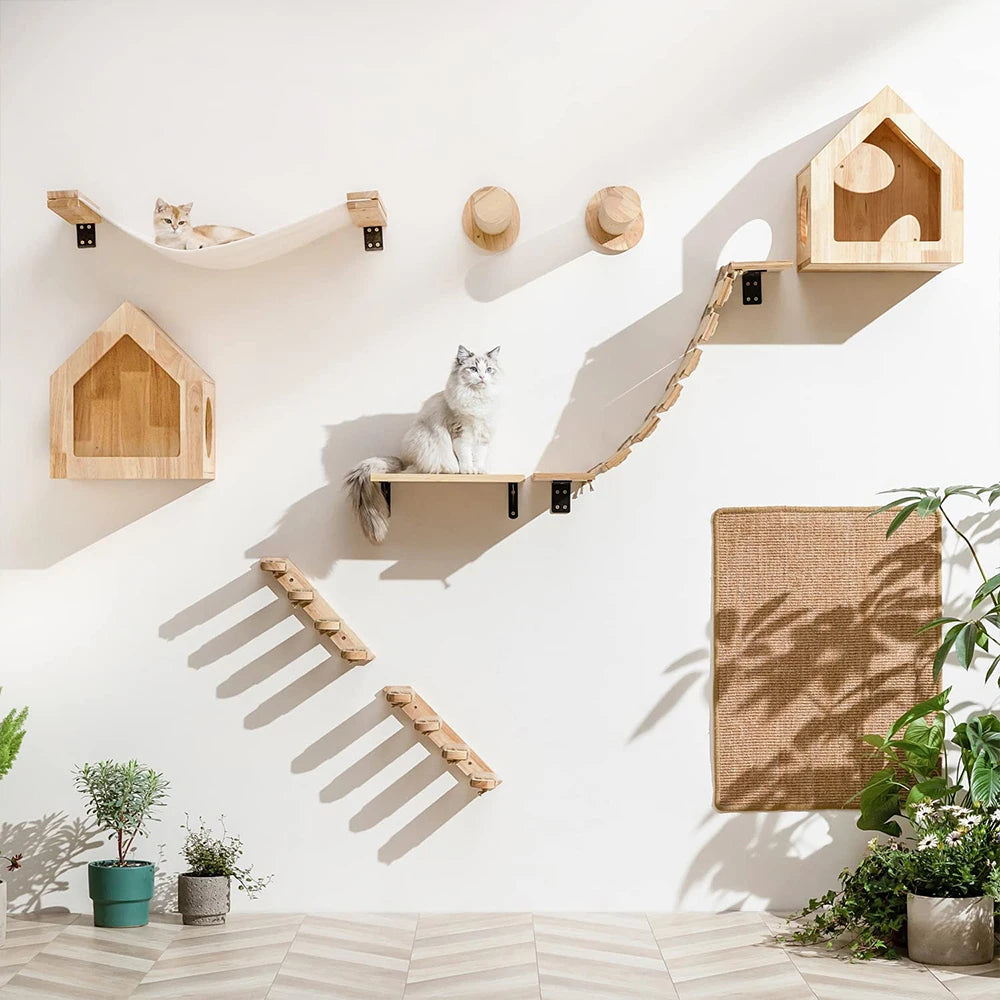Wall-Mounted Cat Climbing Shelf with Sisal Steps product image 2
