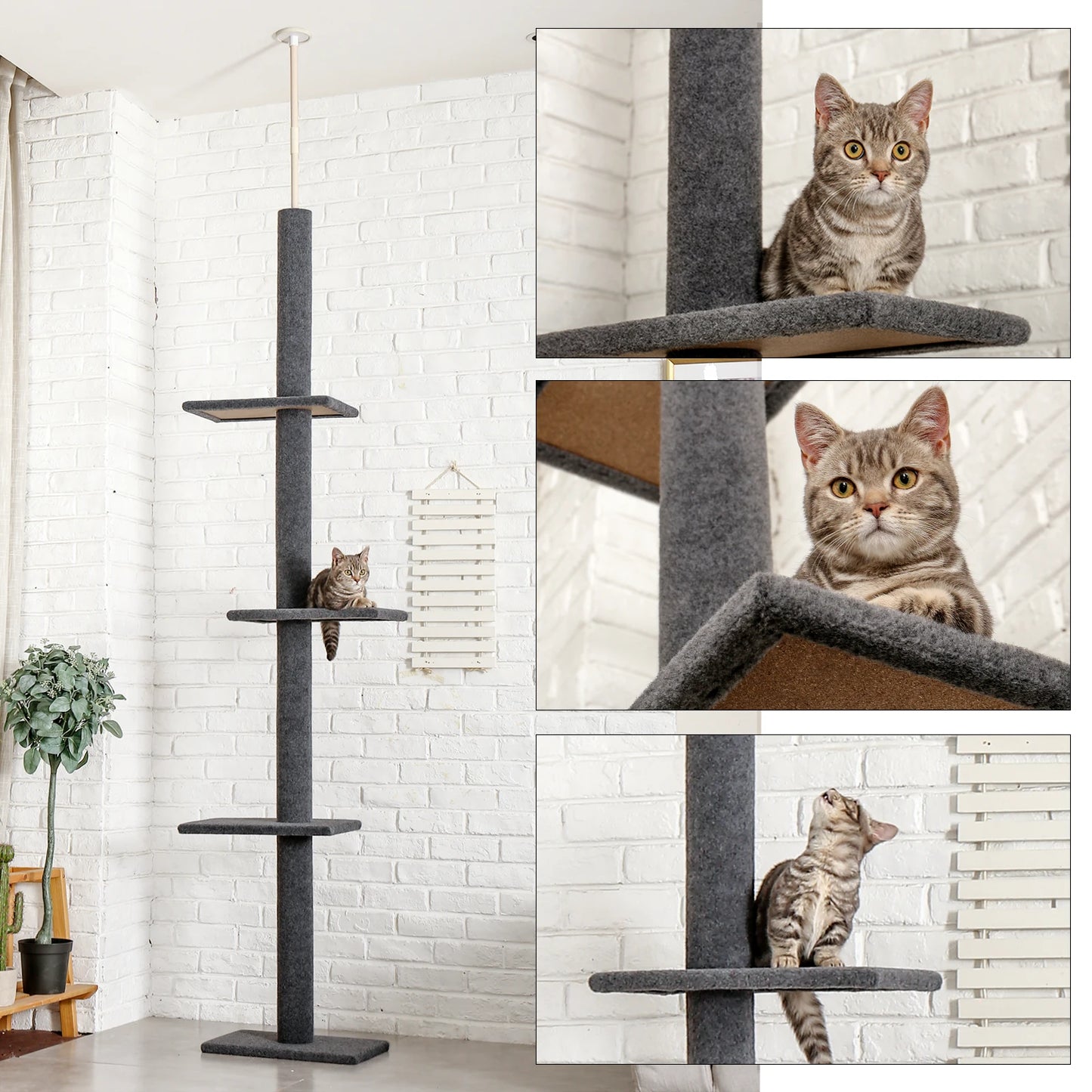 Adjustable Floor-to-Ceiling Cat Tower with Scratching Posts