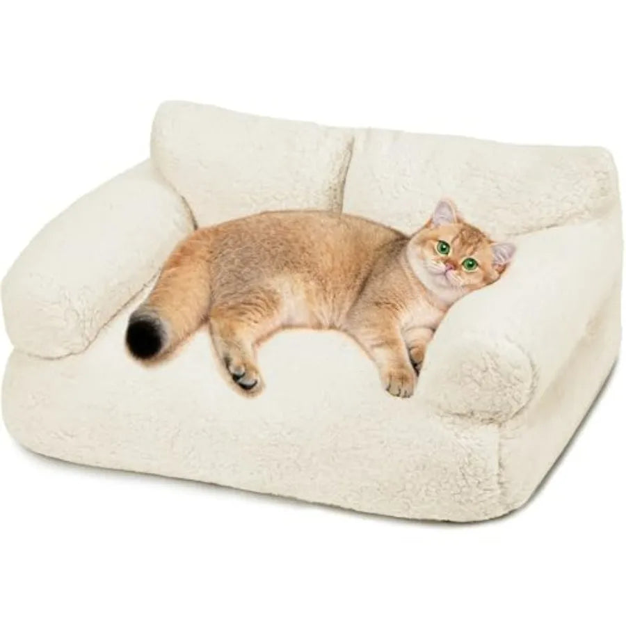 Large Cat Beds for Indoor Cats, Dog Couch Bed, Cute Cat Couch Sofas for Less 20lbs Kitten Puppy, Small Dog Sofas and Chairs wit