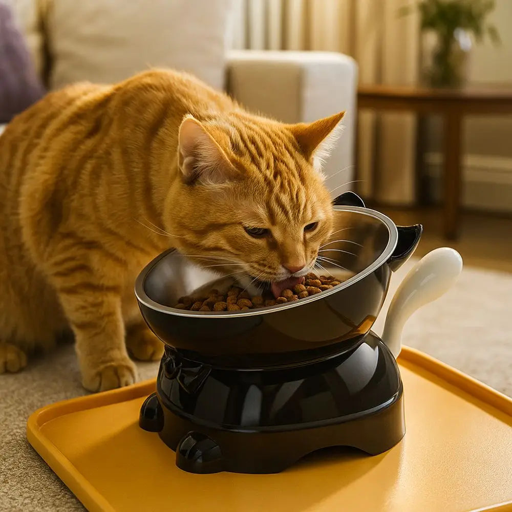 Elevated Cat Water Bowl with Anti-Spill Design - feature close-up view