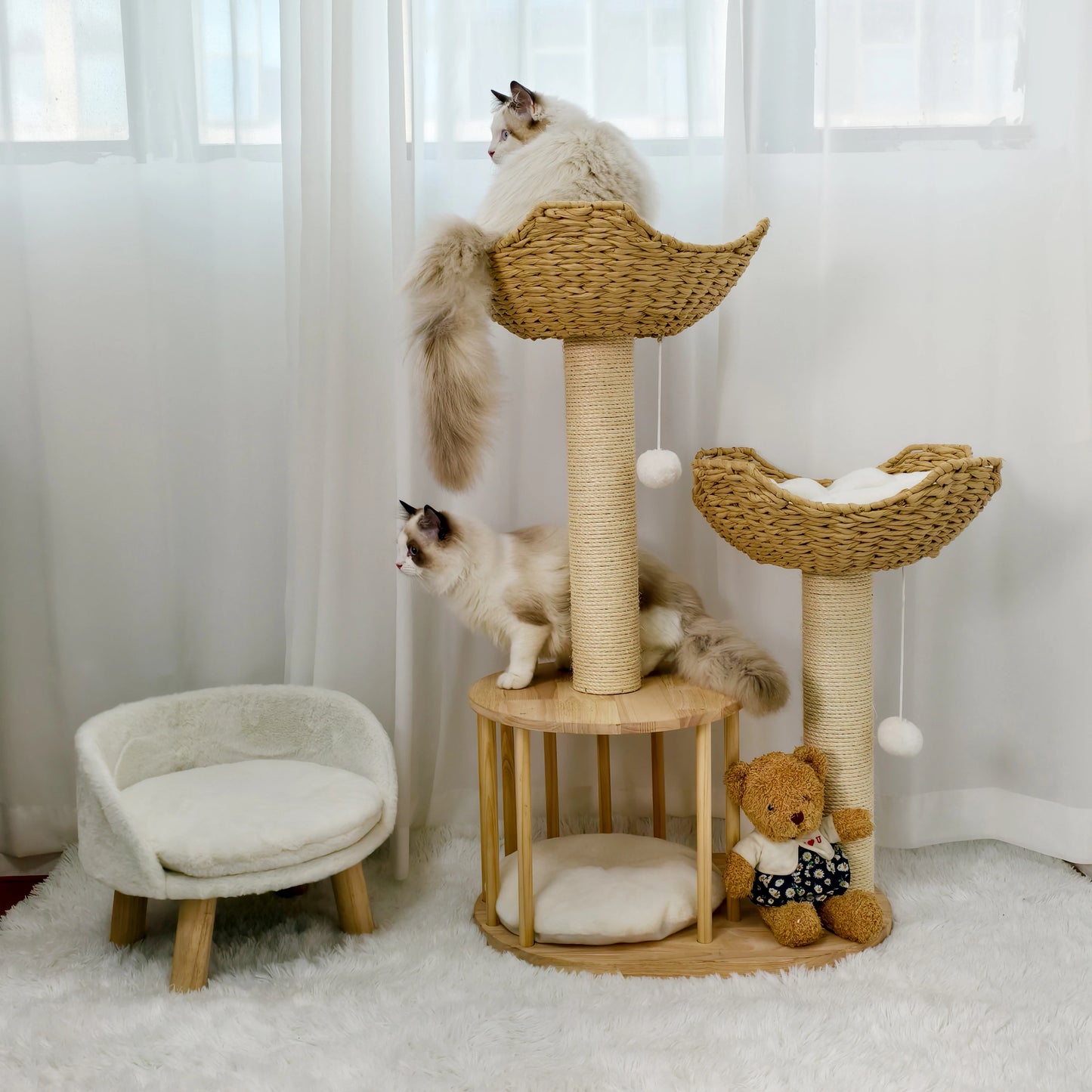 3-Tier Cat Tree Tower with Sisal Scratching Post main product image