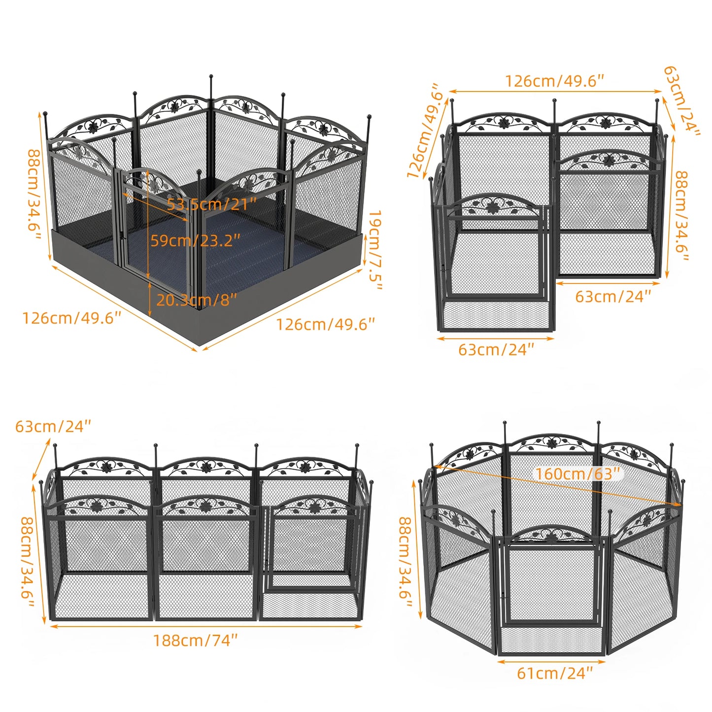 8-Panel Heavy-Duty Metal Dog Playpen with Waterproof Pad