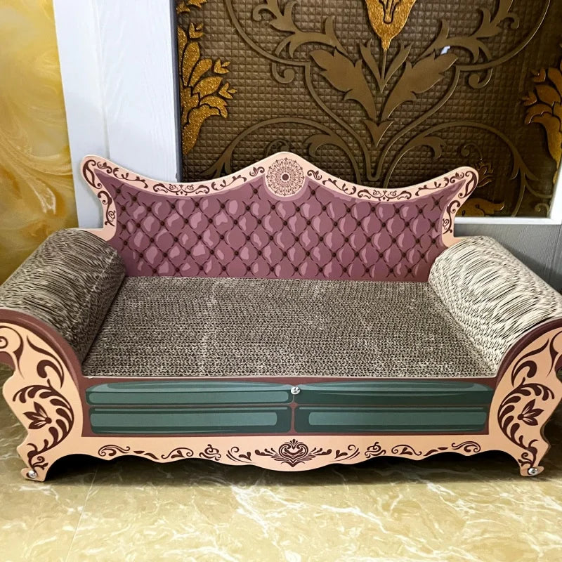 Large L-Shaped Cat Scratch Board Sofa Bed - Wear-Resistant