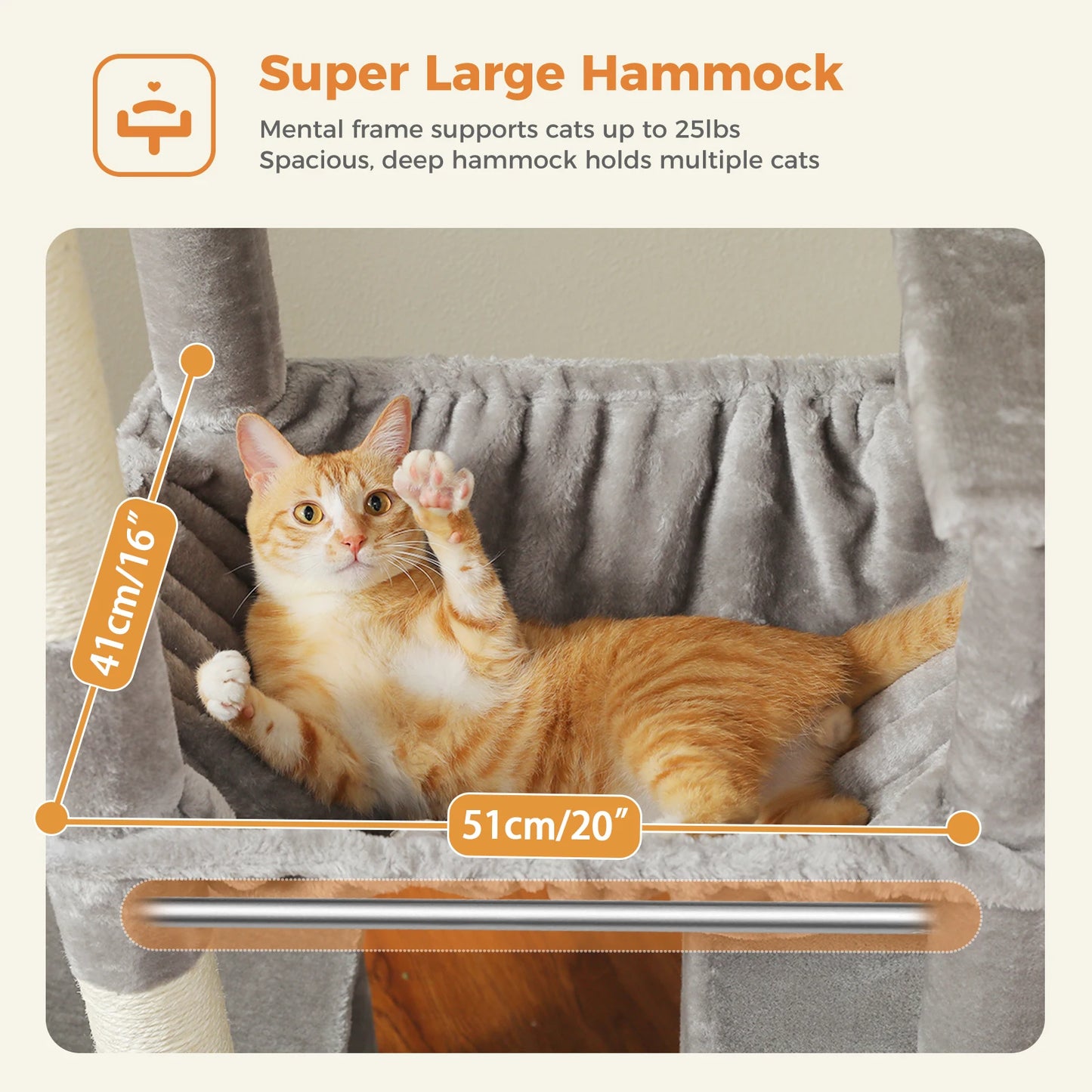 Tall Multi-Level Cat Tower for Large Cats with 2 Condos & Bed