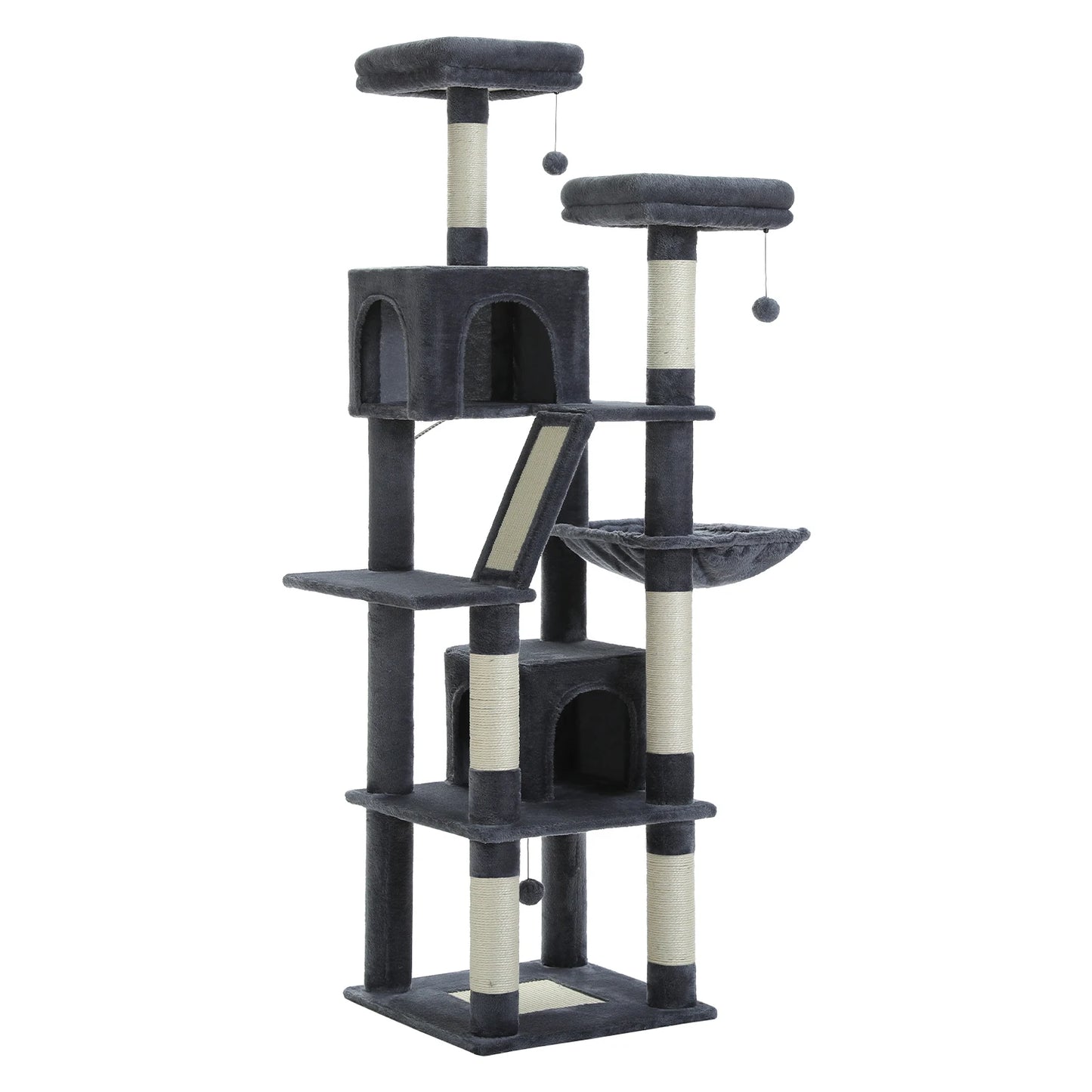Large Multi-Level Cat Tree with Plush Condos, Perches & Caves
