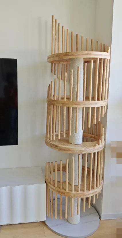 Luxury Wooden Cat Condo Tower with Sisal Climbing Posts