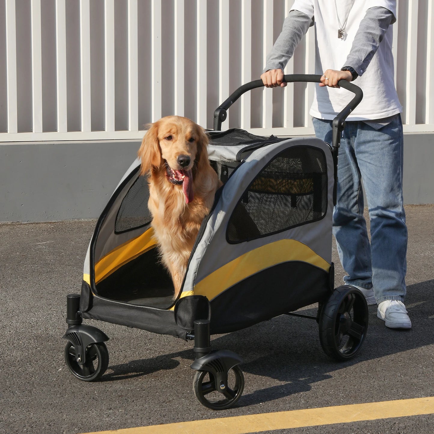 Foldable 4-Wheel Pet Stroller for Large Dogs and Cats product image 2