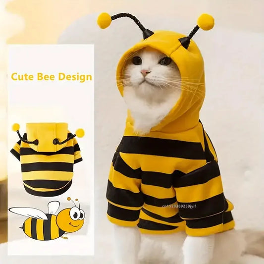 Bee Pet Costume Hoodie Winter Coat for Small Dogs & Cats - front view