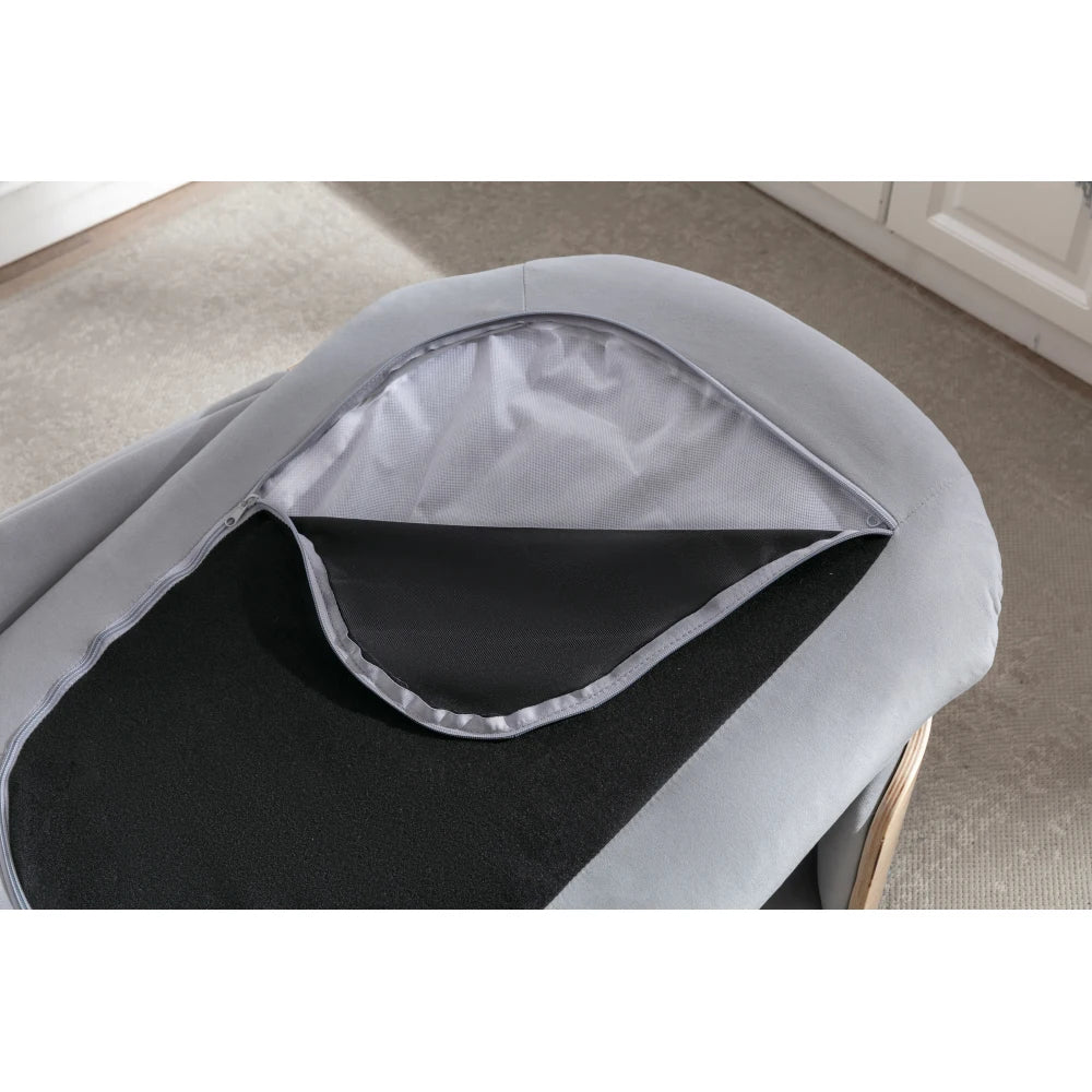 Scandinavian Style Elevated Dog Bed Pet Sofa with Solid Wood Legs, Bent Wood Back and Velvet Cushion, Large Size