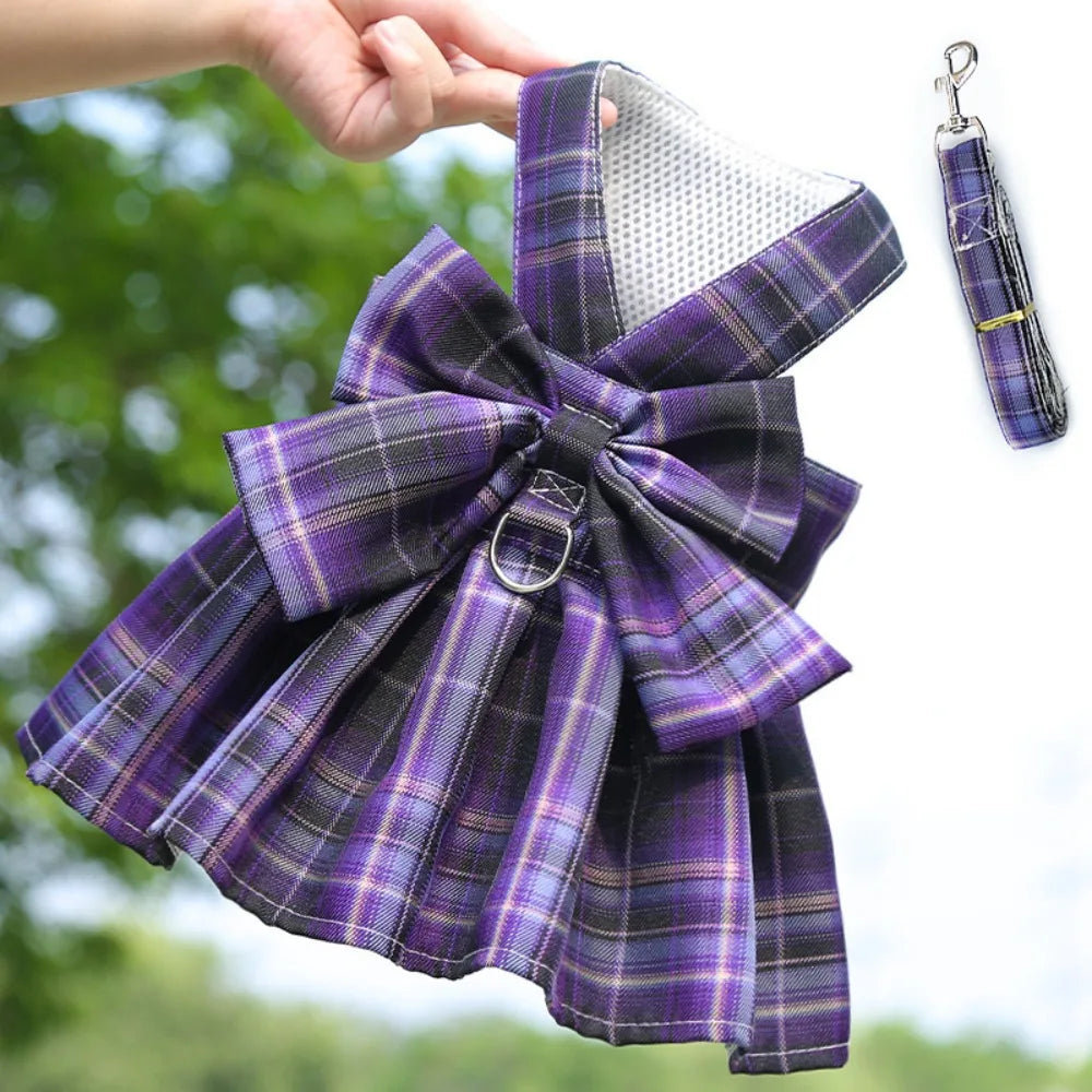 Plaid Pet Harness Dress with Leash Attachment product image 11