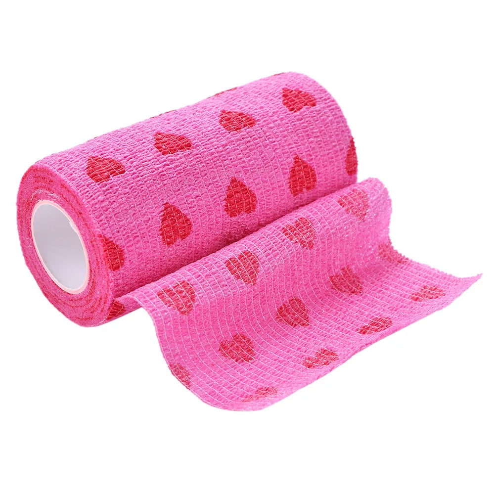 Rose Red Heart Dog Cat Medical Bandage Elastic Self-Adhesive Bandages Non-woven Practical Beautiful Elastoplast for Pets Animal