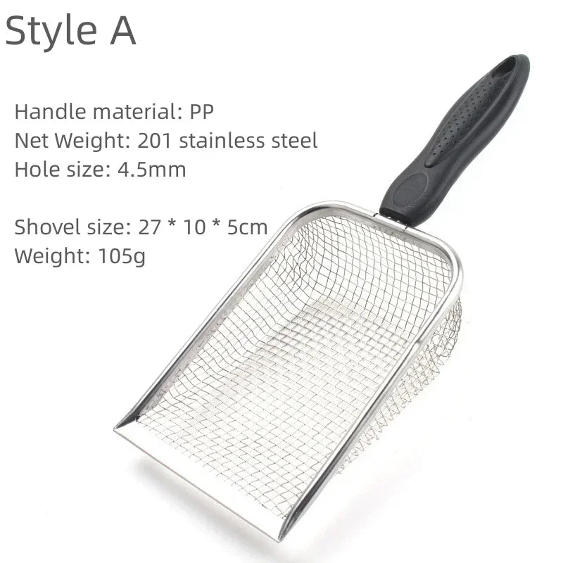 Long-Handle Stainless Steel Cat Litter Scoop