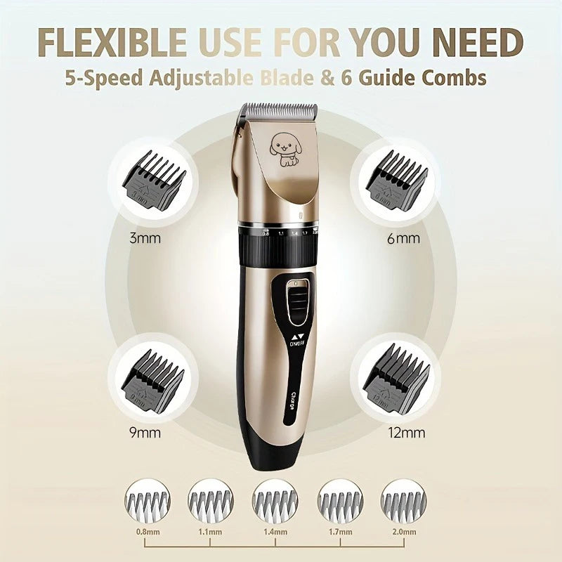 Electric Pet Hair Trimmer Kit, Precision Clippers for Home Grooming