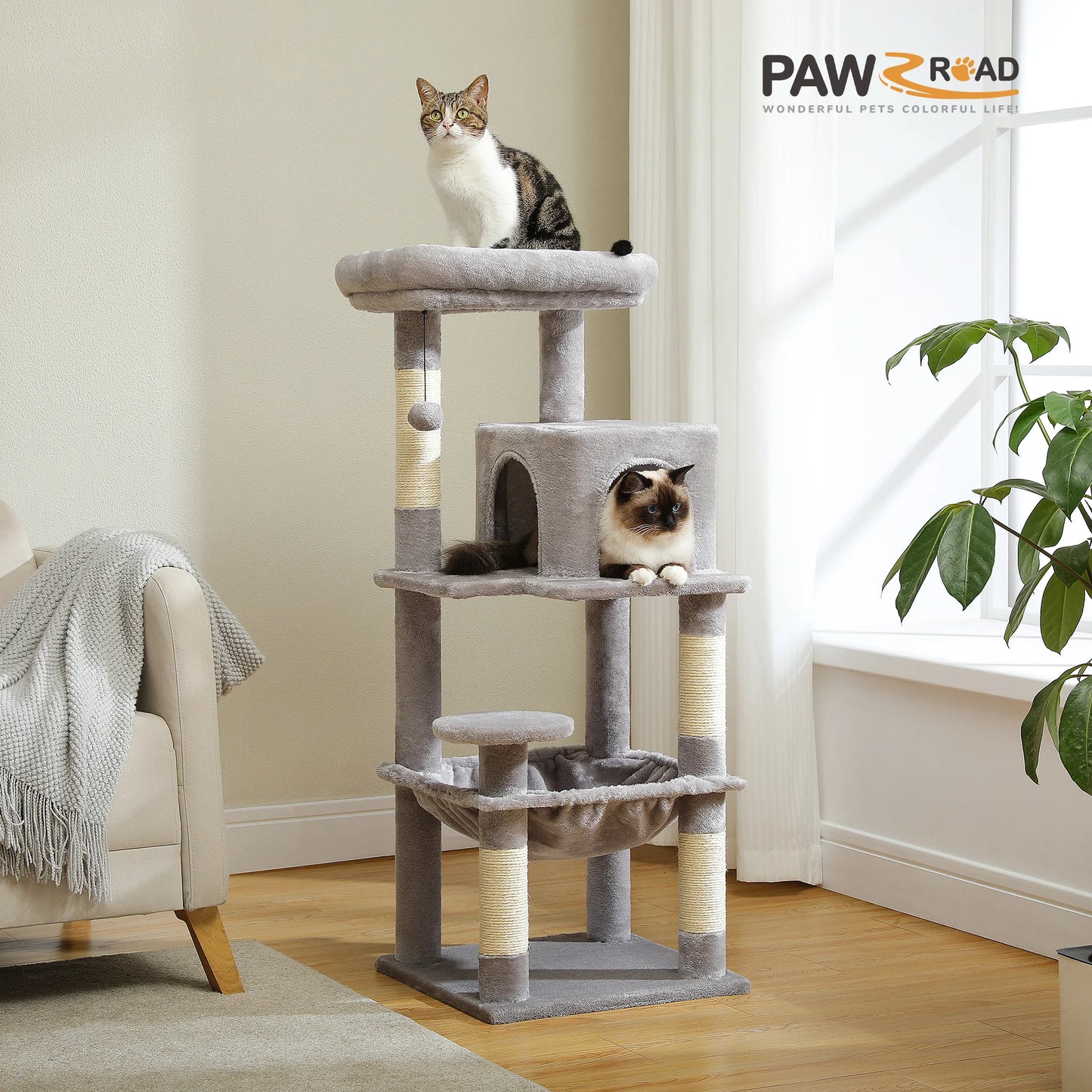 5-Level Cat Tree Tower with Hammock & Top Perch