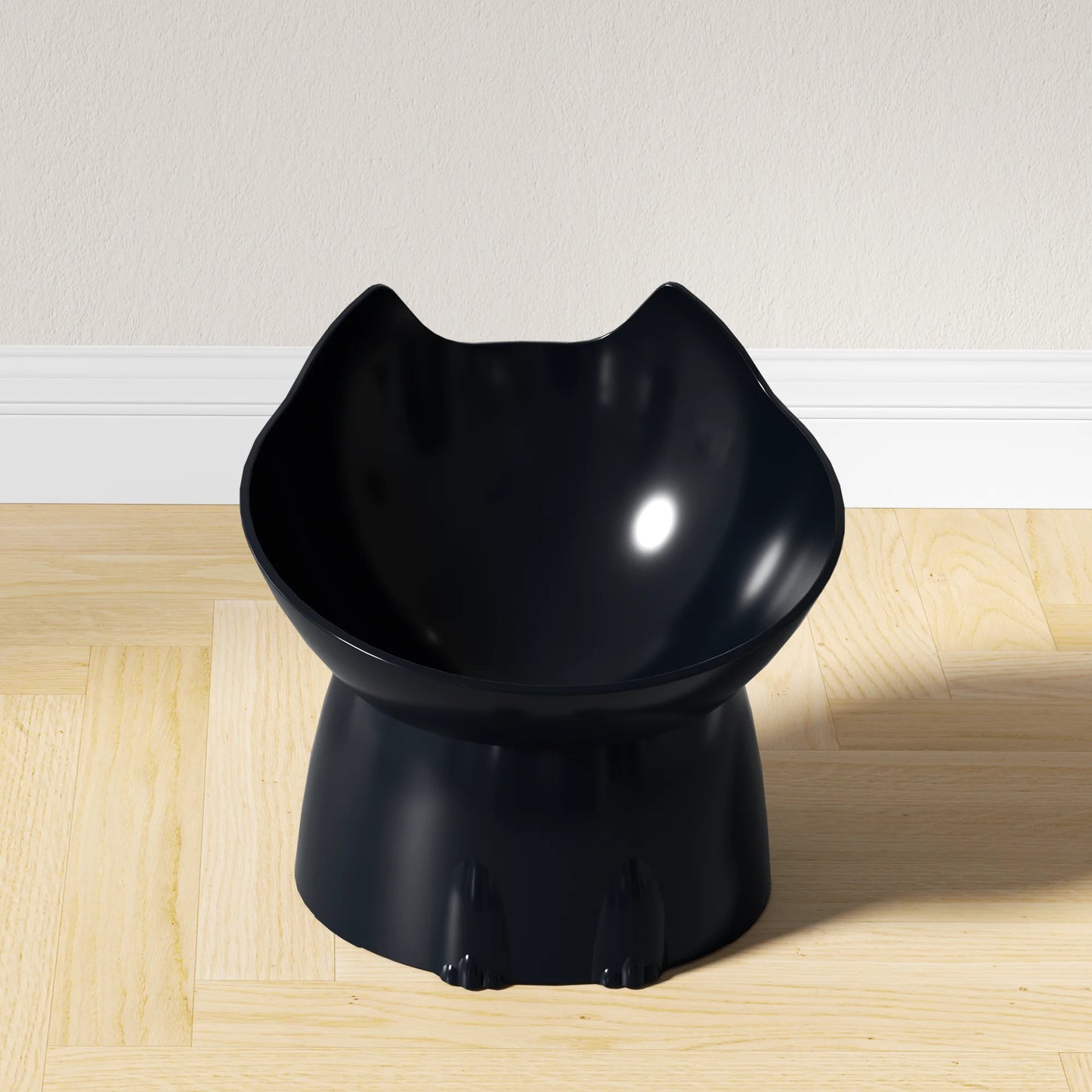 Elevated Anti-Tip Cat Bowl with Tilted Edge for Neck Comfort