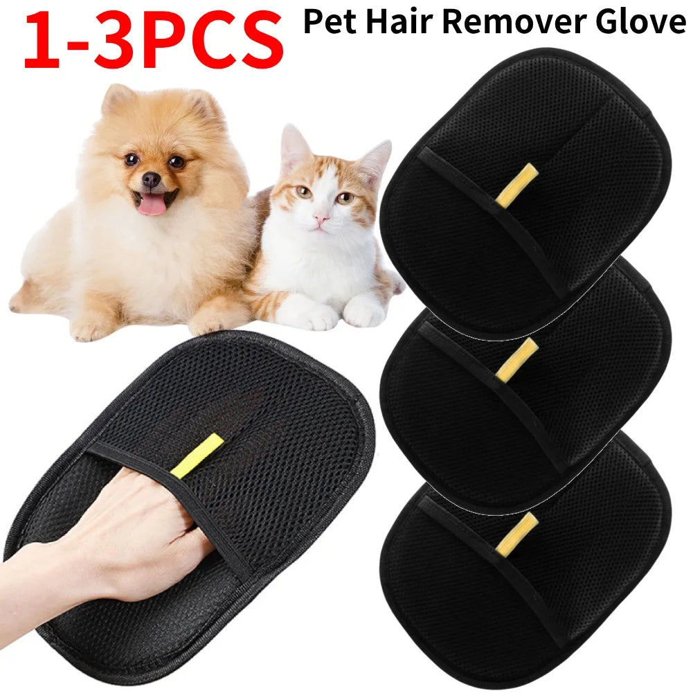 Pet Deshedding Grooming Gloves for Dogs, Cats & Rabbits - front view