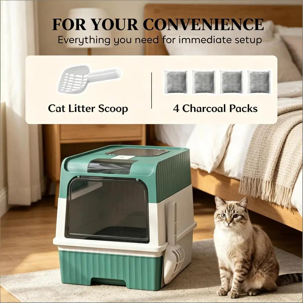 Ye Fully Enclosed Compact Pet Cat Litter Box