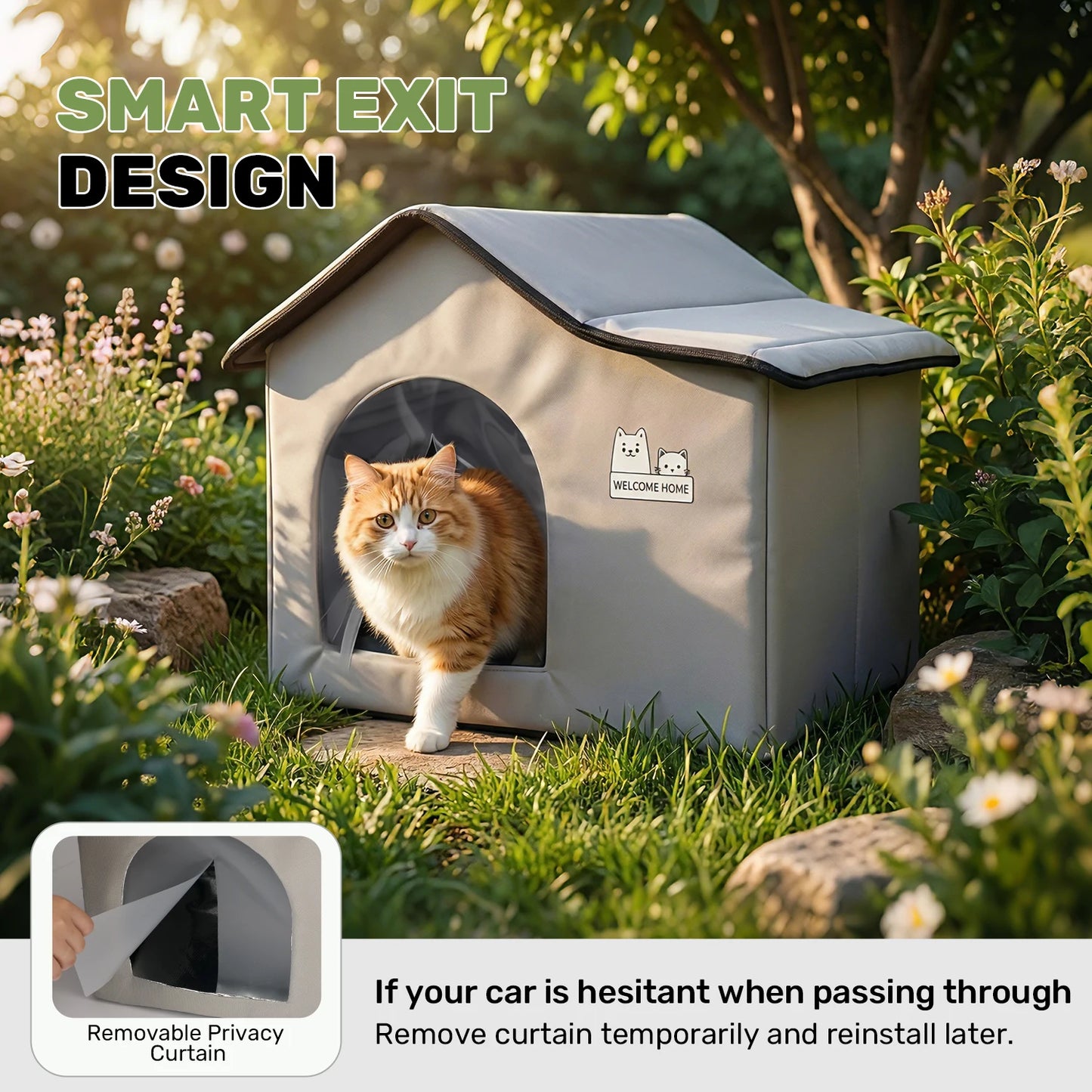 Foldable Pet Ice Igloo with Cooling Mat, Oxford Cloth Heat Insulated Design for Indoor & Outdoor All-Season Use, Built-in Pocket for Ice Packs, Suitable for Small to Medium Dogs & Cats, Windproof Cat Bed, Bite Resistant & Eas