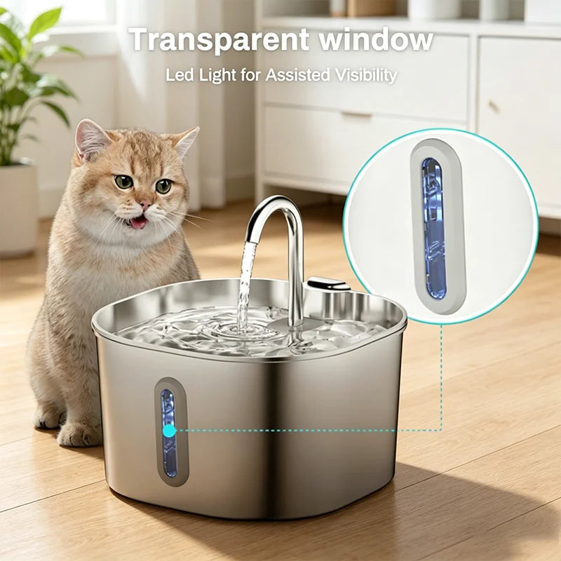 2.2L Stainless Steel Pet Water Fountain main product image