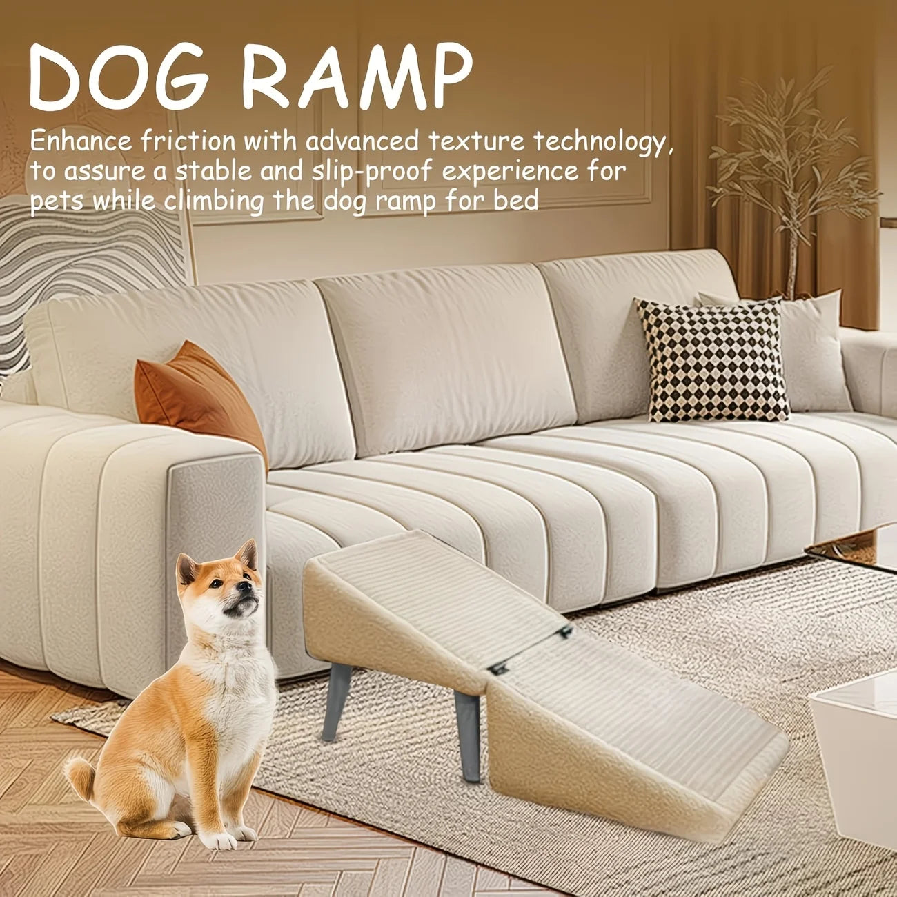 Foldable 2-in-1 Pet Ramp & Stairs for Dogs, Universal Dog Steps for Small & Large Dogs, Space-Saving Pet Ramp for Bed And Sofa JUYHGV