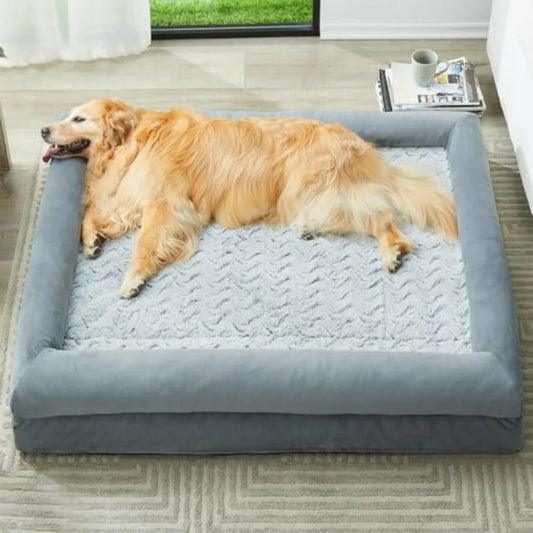 XL Extra Large Dog Bed, Washable Dog Couch with Removable Waterproof Cover, Orthopedic Large Pet Sofa Bed with Bolster Sides fo