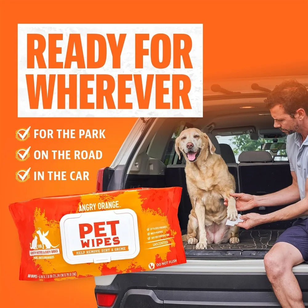 Unscented Pet Wipes 320ct - Hypoallergenic with Aloe & Chamomile, Thick Grooming Wipes for Dogs & Cats, Value 4 Pack