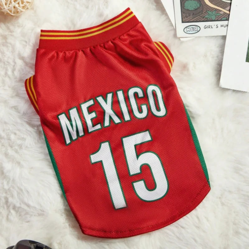 Breathable Mesh Sports Jersey for Dogs, Basketball Style