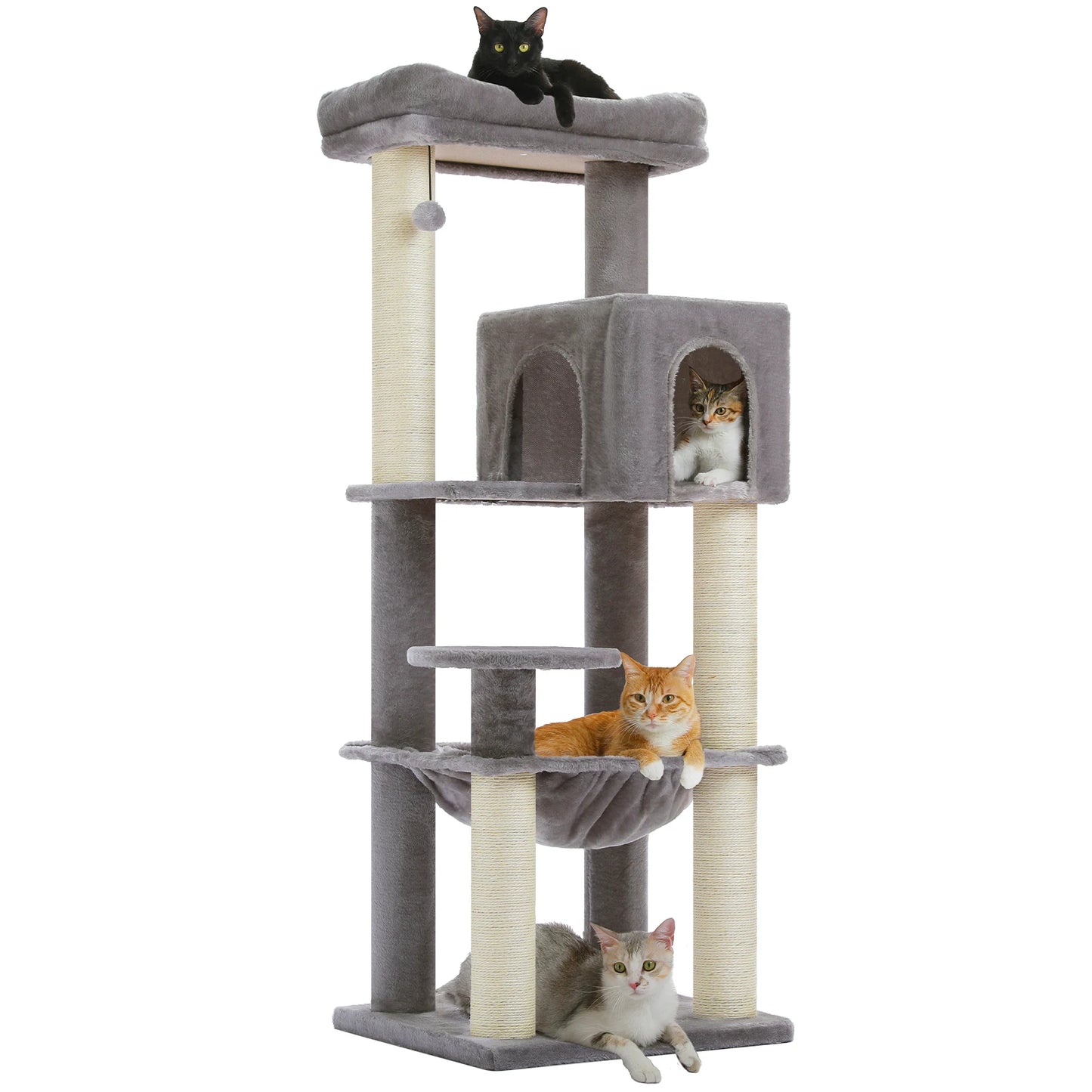 Heavy-Duty Large Cat Tree Tower with Condo, Hammock & Posts
