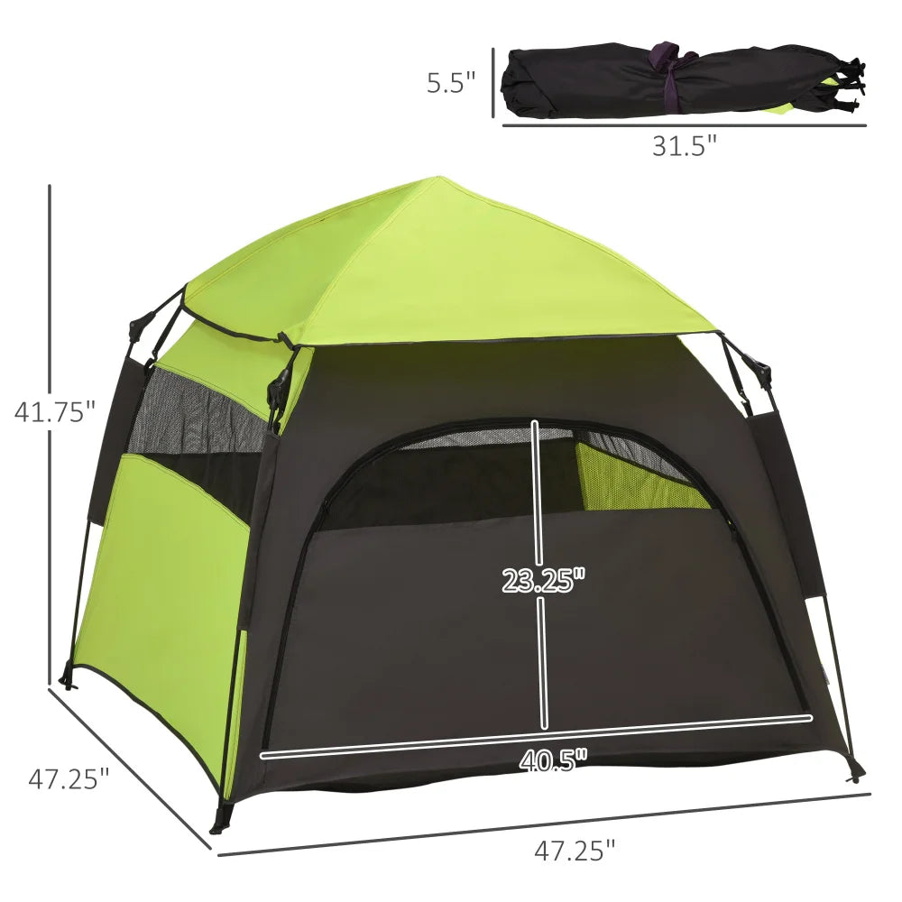 PawHut Pop Up Dog Tent for Extra Large & Large Dogs, Portable Pet Camping Tent with Carrying Bag for Beach, Backyard, Home - Green