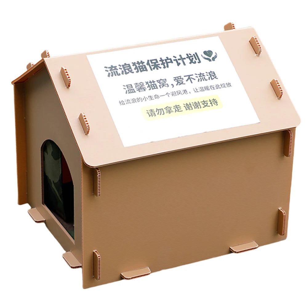 Stray Cats House Waterproof Warm Cat Shelter Foldable Cat Outdoor House Collapsible Insulated Pet House for Dogs Cats