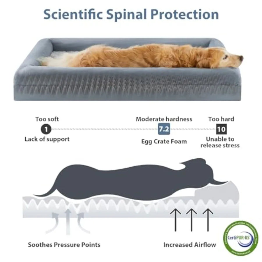 XL Extra Large Dog Bed, Washable Dog Couch with Removable Waterproof Cover, Orthopedic Large Pet Sofa Bed with Bolster Sides fo