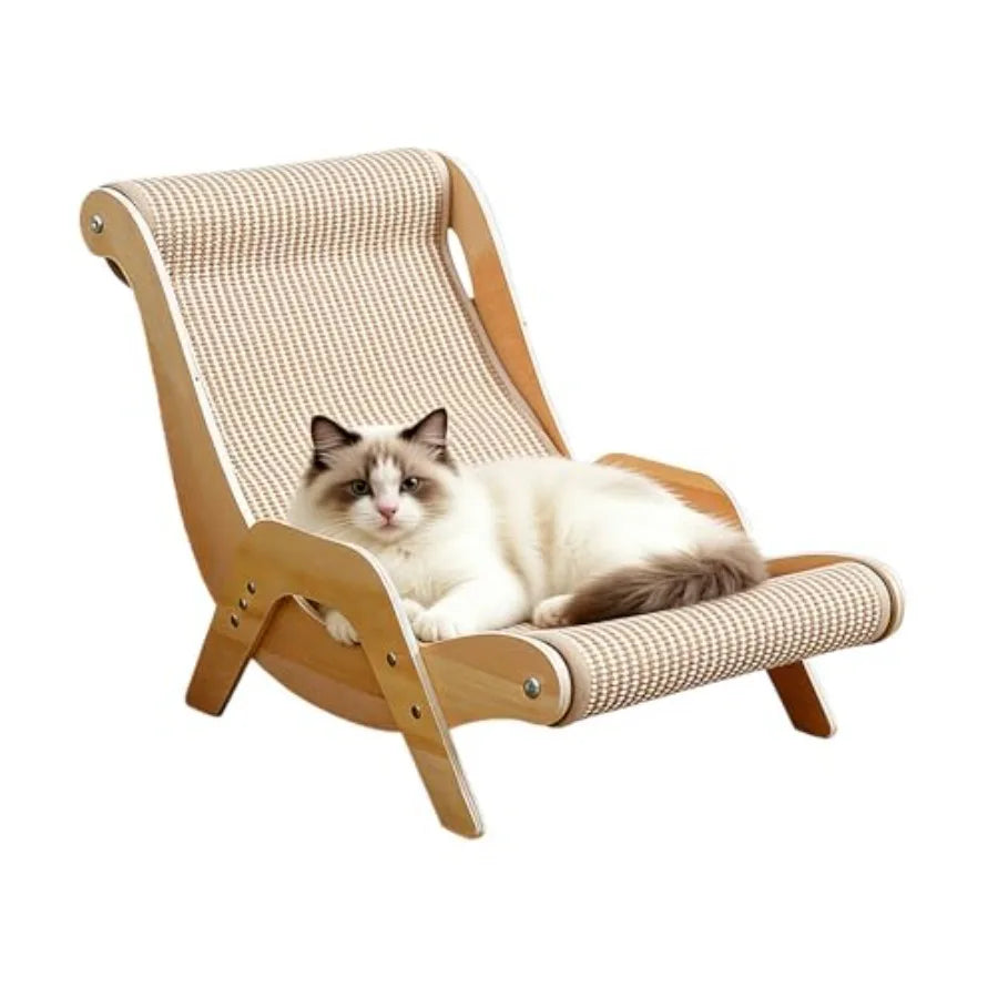 XXL Solid Wood Cat Scratching Lounge & Bed for Large Cats - front view