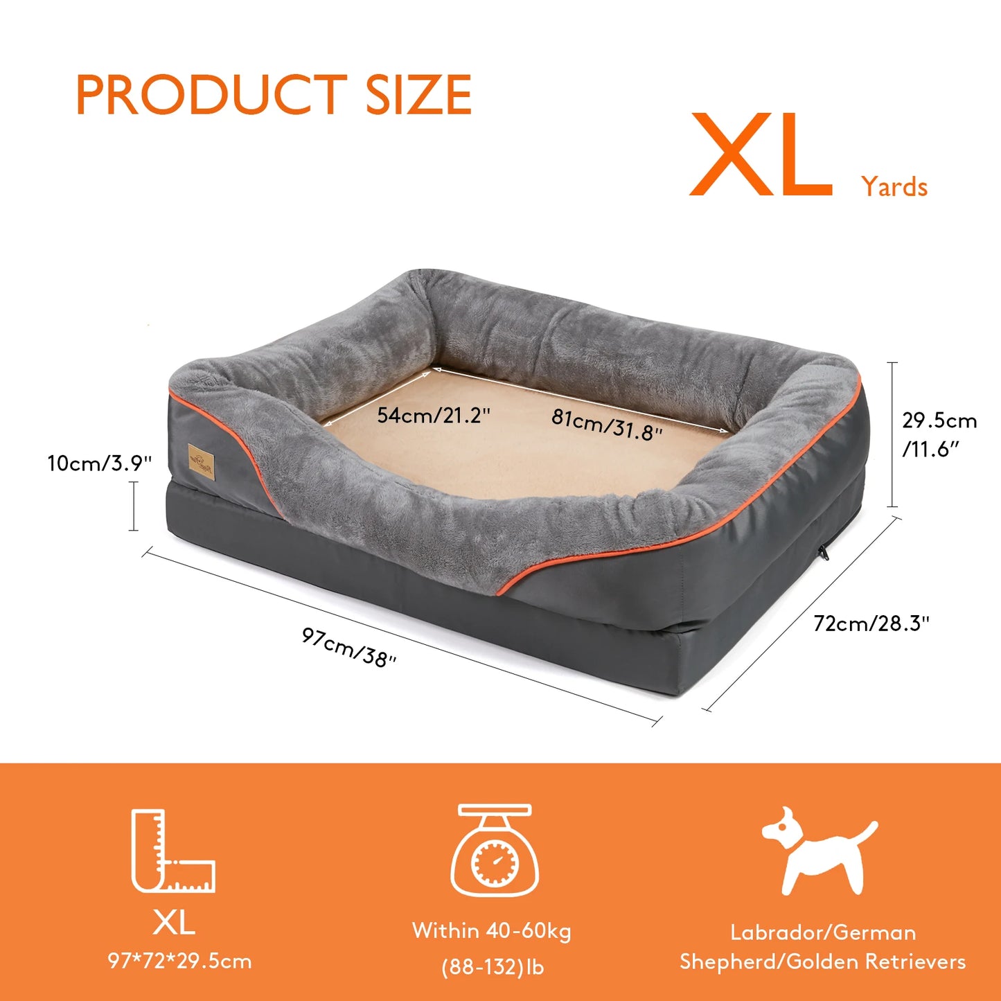 Large Fleece Dog Bed with Washable Waterproof Cover