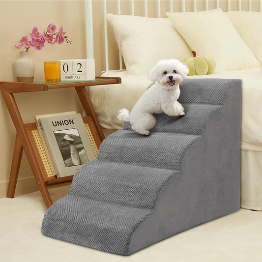 Dog Stairs & Ramp - High-Density Foam Pet Steps, Extra-Wide Non-Slip Orthopedic Dog Ladder with Soft Foam Padding
