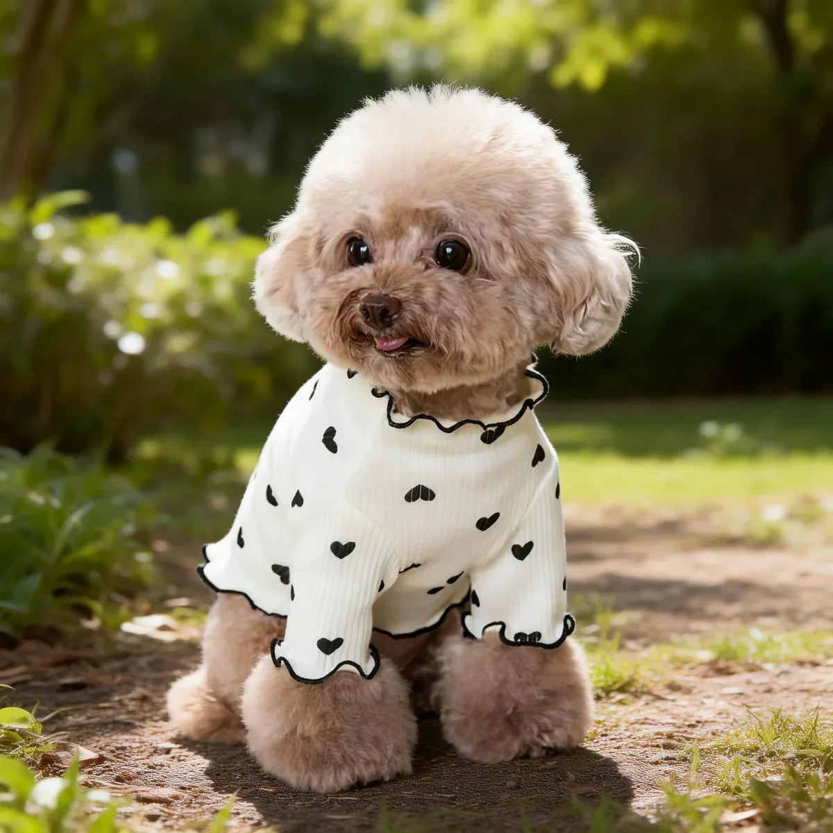 Stretch Ribbed Heart Pattern Pet T-Shirt for Dogs & Cats