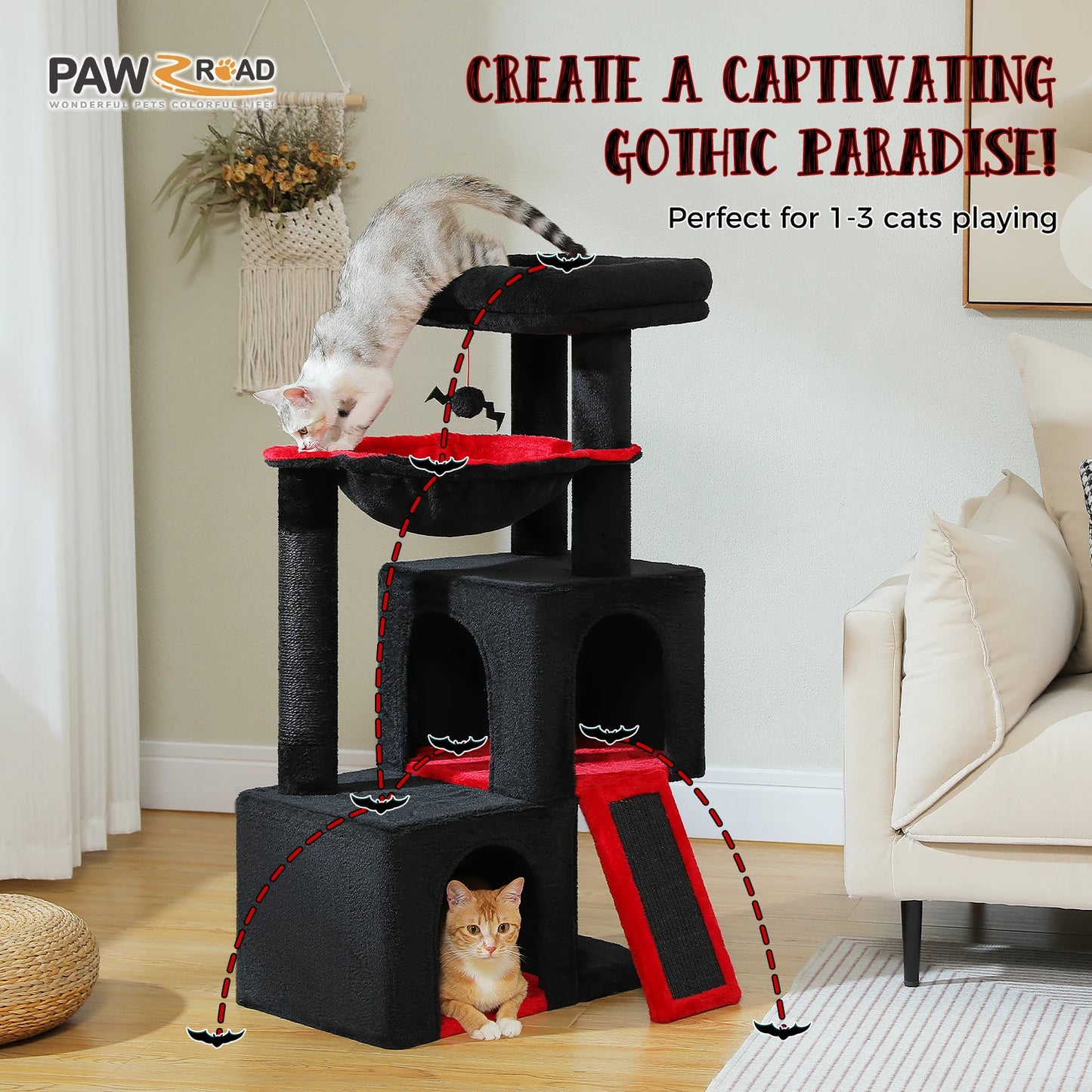 Cat Tree Tower with Natural Sisal Post, Condo & Top Perch