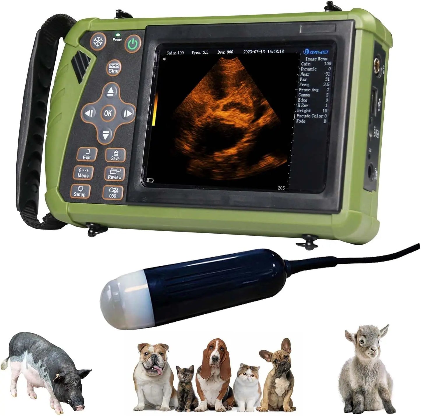Portable Veterinary Ultrasound Scanner with 3.5MHz Probe - front view