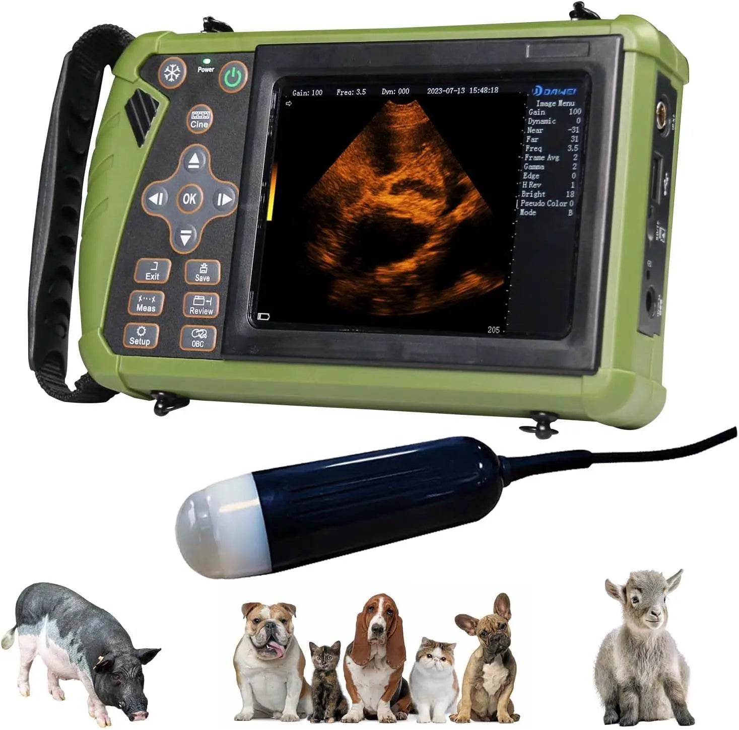 Portable Veterinary Ultrasound Scanner with 3.5MHz Probe - front view