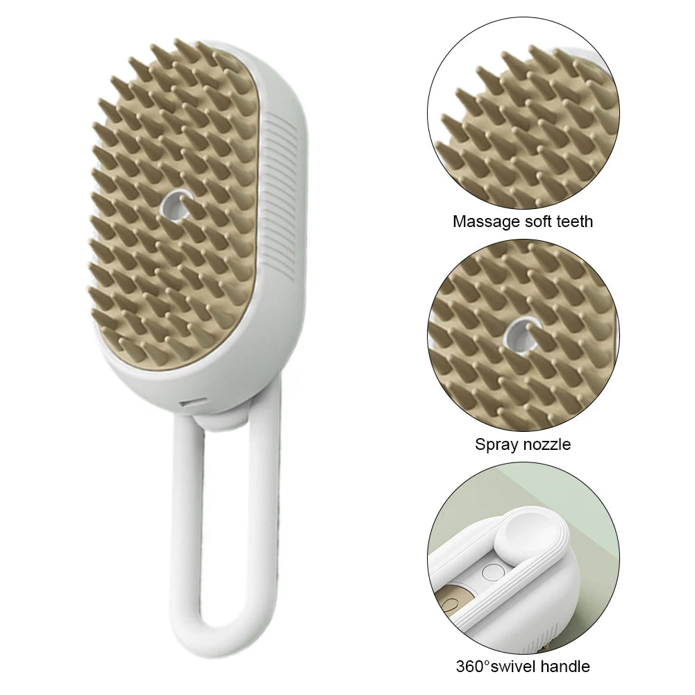 3-in-1 Electric Pet Grooming Brush with Steam Spray
