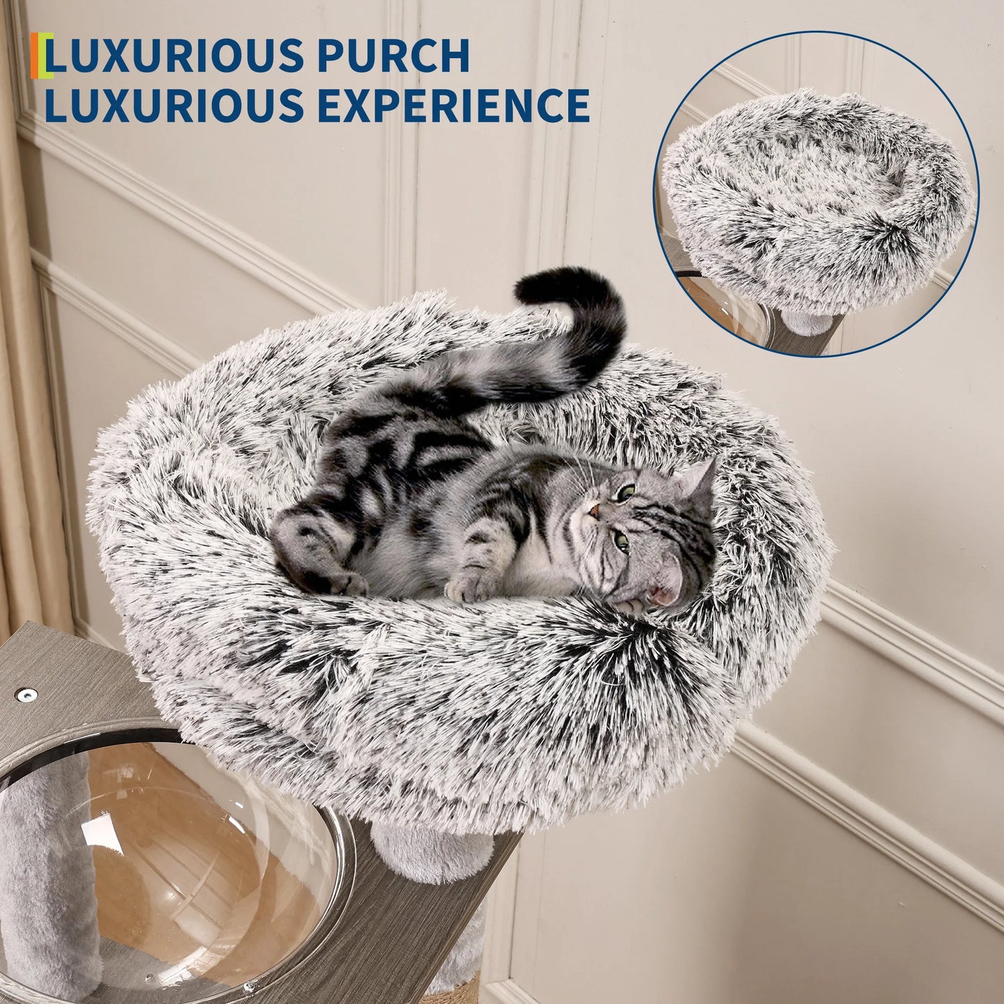 66.9'' Multi-Level Cat Tree Tower with Enclosed Litter Box – Condo/Perch/Scratching Posts/Capsule Nest, Cat Furniture for Indoor