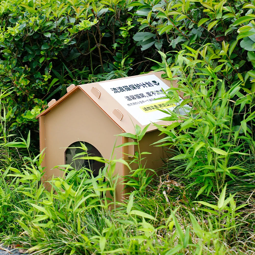 Stray Cats House Waterproof Warm Cat Shelter Foldable Cat Outdoor House Collapsible Insulated Pet House for Four Season