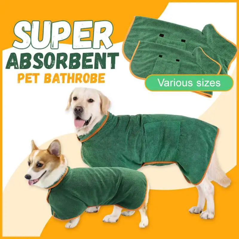 Pet Bathrobe Fast Drying Towel Microfiber Absorbent Soft Bath Robe Adjustable Towel Grooming Coat For Small Medium Large Dog