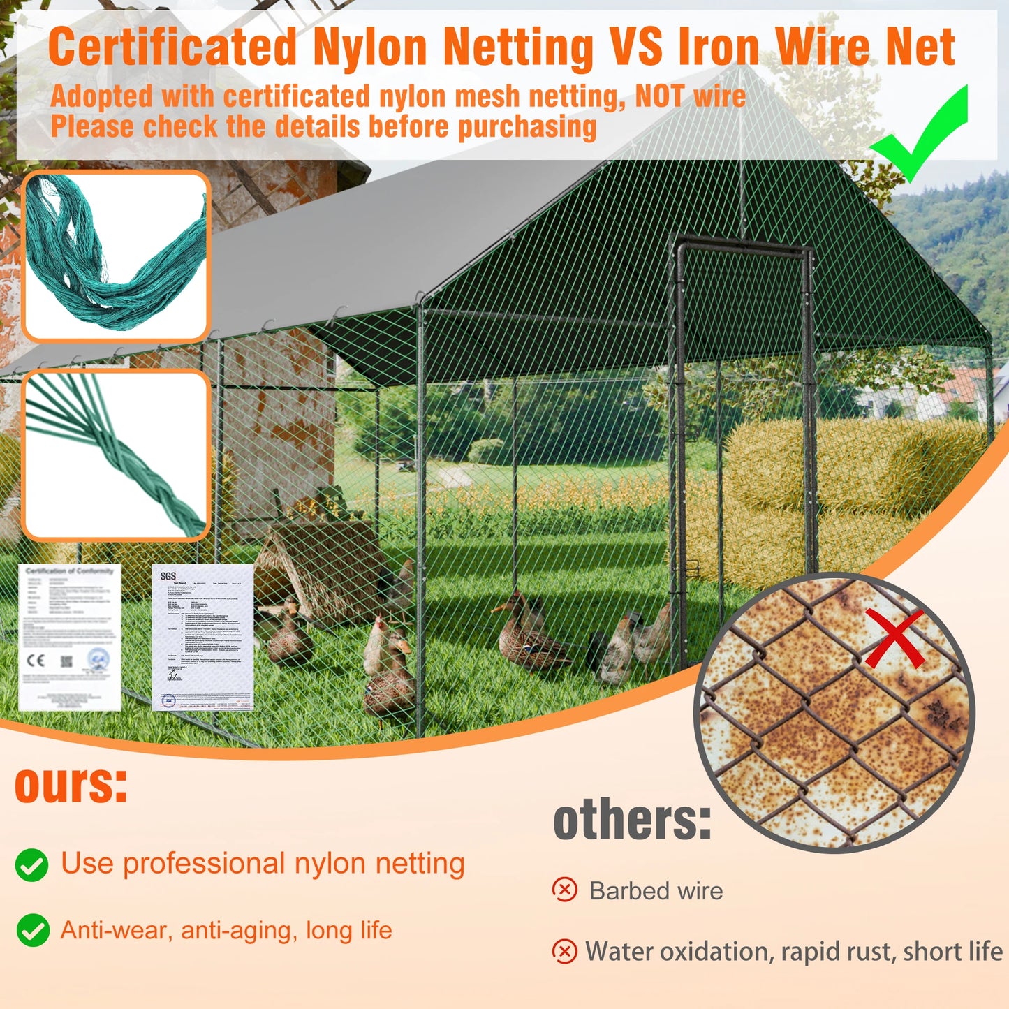 Walk-In Metal Chicken Coop with Cover and Netting product image 5