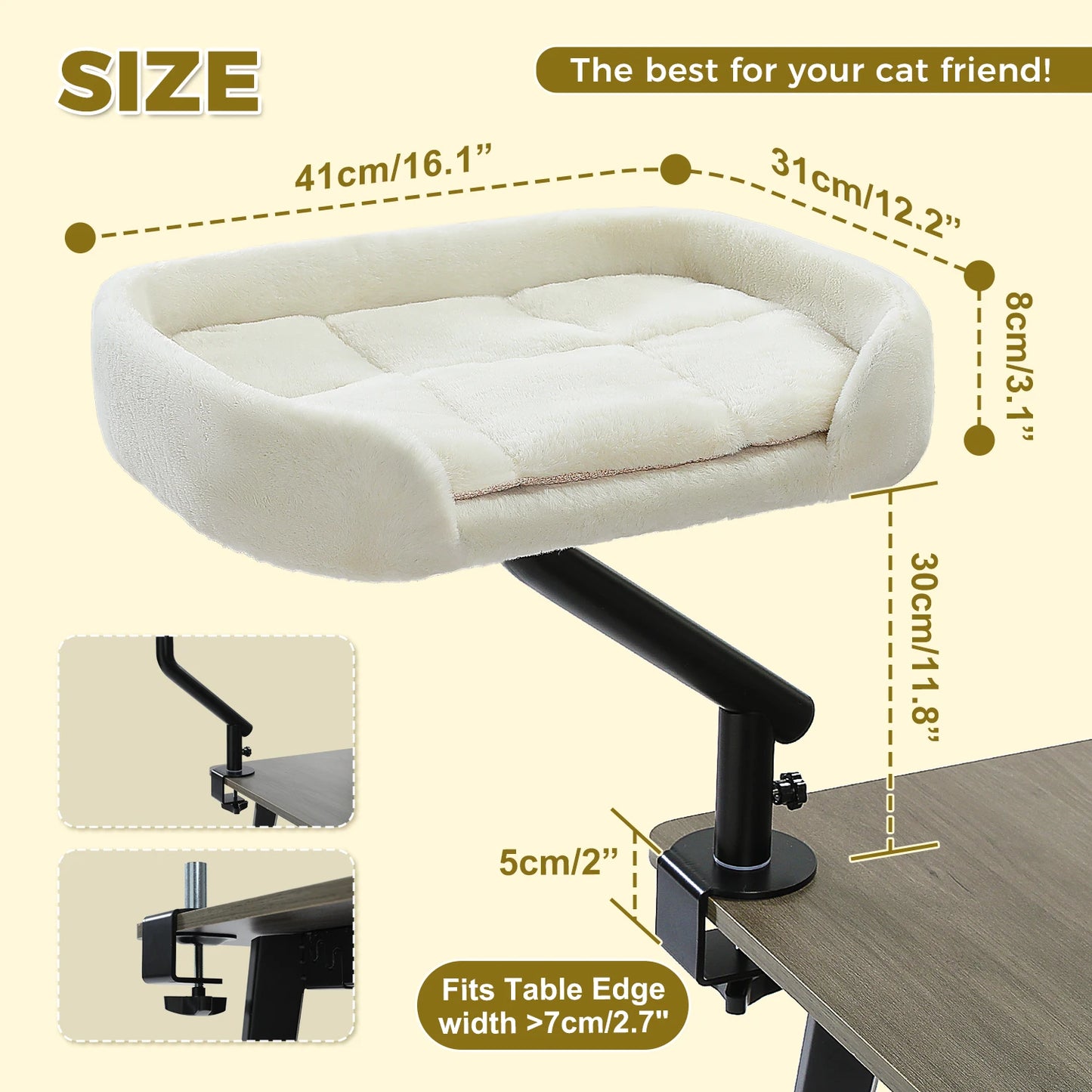 360 Rotatable Cat Desk Bed & Adjustable Table Hammock