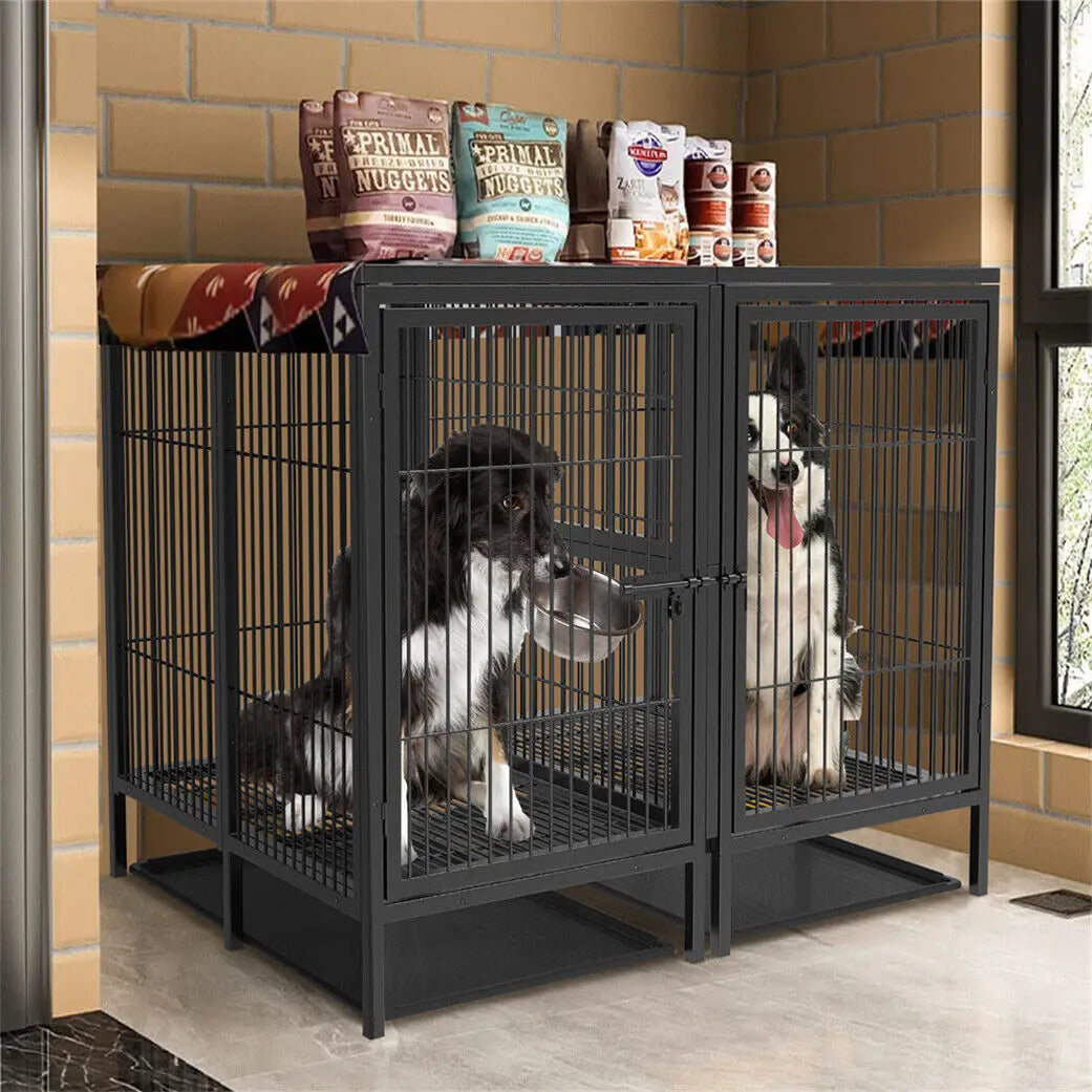 Heavy-Duty Metal Dog Crate with Removable Tray - front view