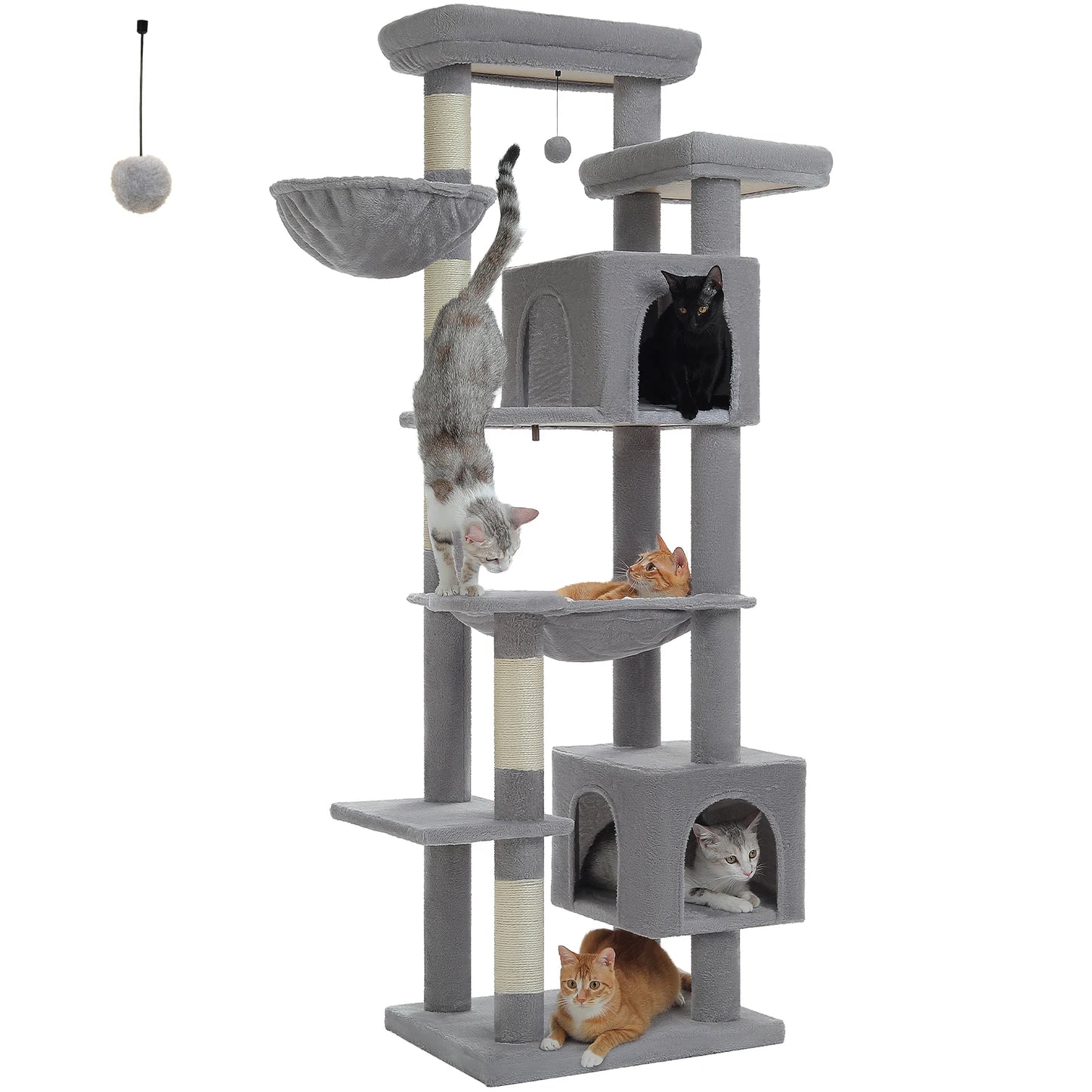 Large Multi-Level Cat Tree with Plush Condos, Perches & Caves