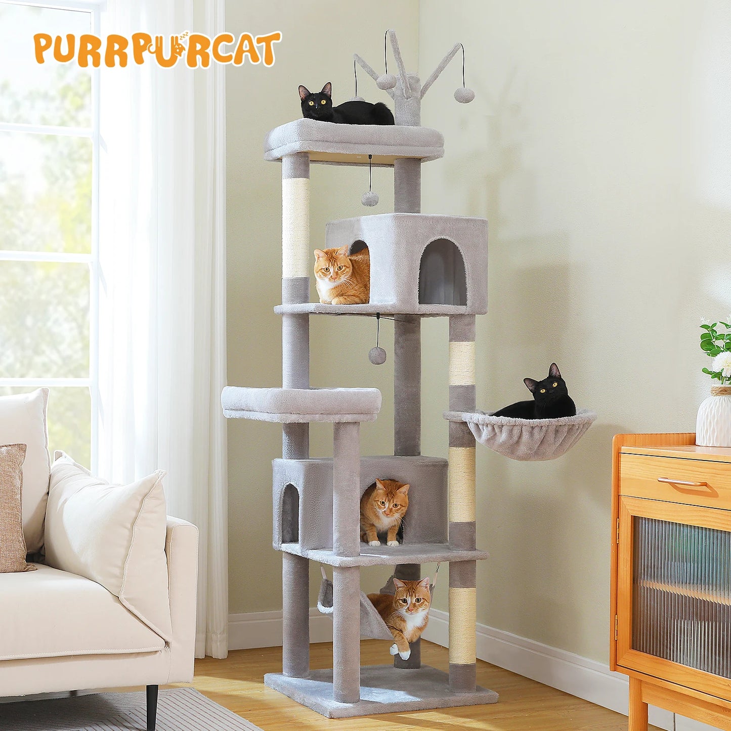 Multi-Level Cat Tree for Indoor Cats with Scratching Posts