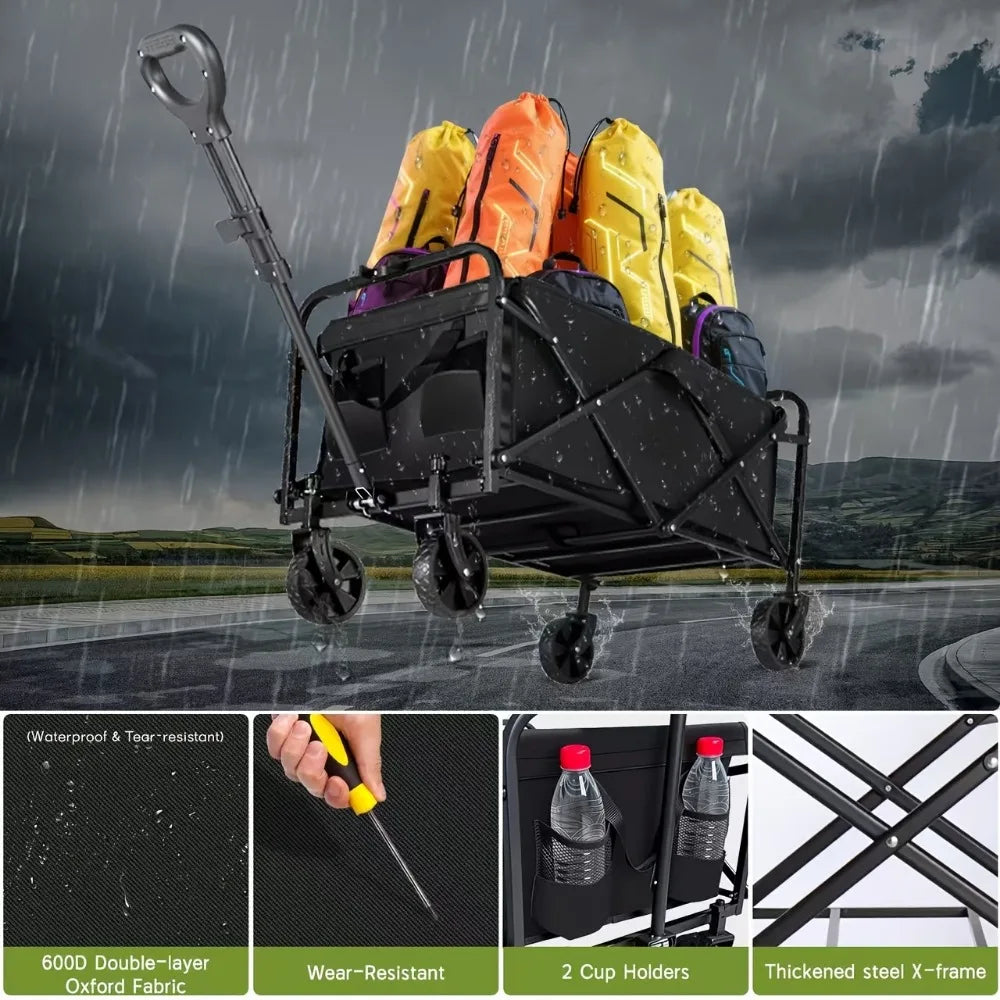 Heavy-Duty All-Terrain Folding Wagon Cart for Camping