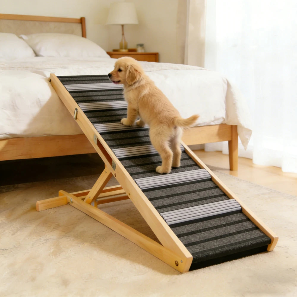 Dog Stairs for Small Dogs and Cats, Dog Ramp for Couch and Bed, Foldable 2-in-1 Wooden Pet Steps for Puppy, Split Ottoman Design